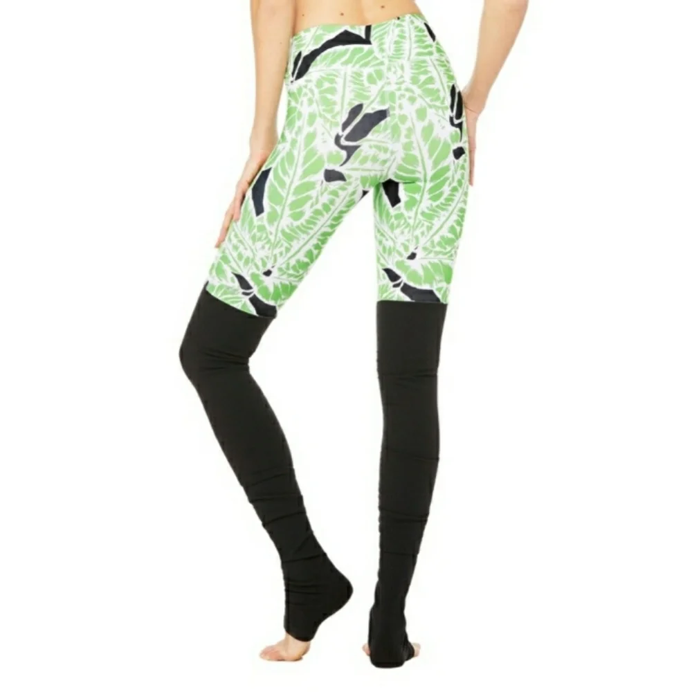 Alo Yoga Goddess Legging Palm Springs Black Glowstick SZ XS